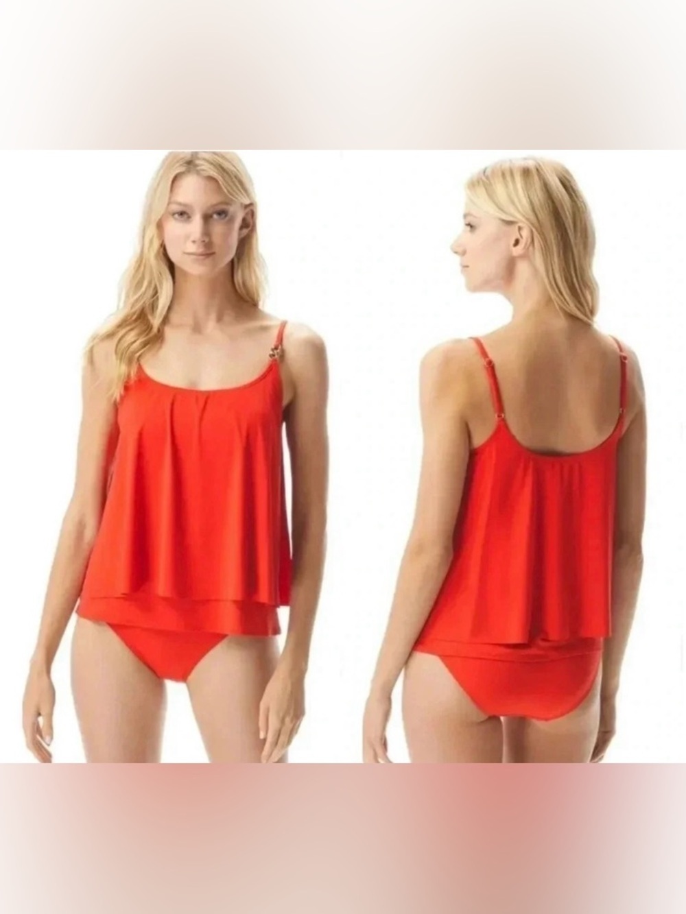 MICHAEL Michael Kors Chain Layered Underwire Tankini Top and Bottom Size Small